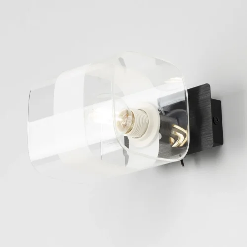 Бра с выключателем Вирта CL139312 Citilux прозрачный на 1 лампа, основание чёрное в стиле современный  фото 3