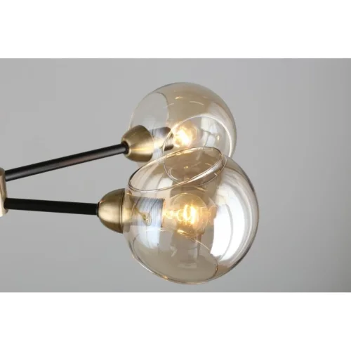 Люстра потолочная Fasano OML-94207-06 Omnilux янтарная на 6 ламп, основание чёрное в стиле современный лофт шар фото 5