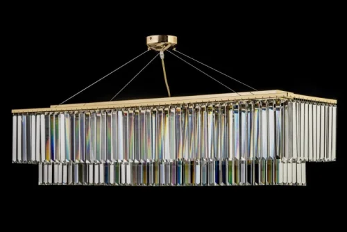 Люстра подвесная хрустальная Enio E 1.5.120x30.101 GP Arti Lampadari прозрачная на 10 ламп, основание золотое в стиле классический арт-деко  фото 2
