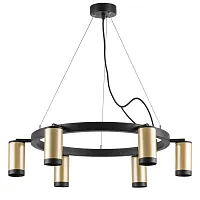 Люстра подвесная Rullo LR01640637 Lightstar золотая чёрная на 6 ламп, основание чёрное в стиле хай-тек 