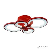 Люстра потолочная LED Ring A001/4 Red iLedex красная на 1 лампа, основание красное в стиле хай-тек современный с пультом кольца
