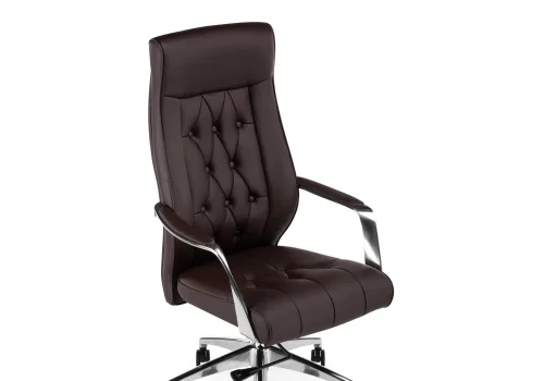 Компьютерное кресло Sarabi brown 15742 Woodville, коричневый/экокожа, ножки/металл/хром, размеры - *1310***690*690 фото 7