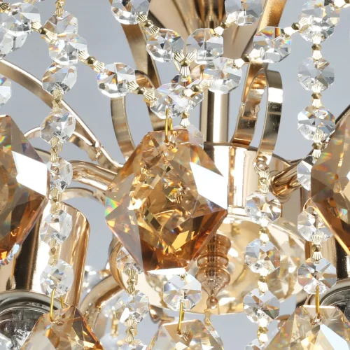 Люстра подвесная Бриз 111014504 DeMarkt прозрачная янтарная на 4 лампы, основание золотое в стиле классический  фото 13