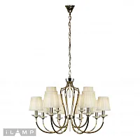 Люстра подвесная Charm P2508-8+4 nic iLamp белая на 12 ламп, основание никель в стиле современный американский Люстра подвесная Charm P2508-8+4 nic iLamp белая на 12 ламп, основание никель в стиле современный американский