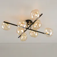 Люстра потолочная Девис CL201181 Citilux янтарная бежевая на 8 ламп, основание коричневое в стиле лофт модерн шар