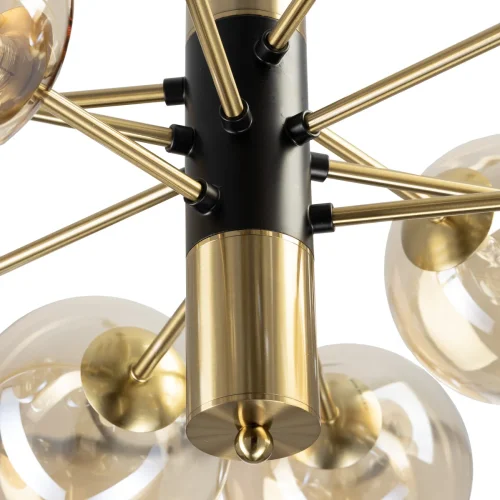 Люстра на штанге Нарда CL204190 Citilux янтарная на 12 ламп, основание бронзовое в стиле современный молекула шар фото 6