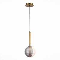 Светильник подвесной Aveiro SLE1096-203-01 Evoluce прозрачный белый 1 лампа, основание матовое золото в стиле современный шар