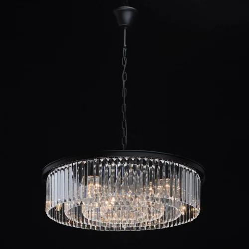 Люстра подвесная хрустальная Гослар 498014910 MW-Light прозрачная на 10 ламп, основание чёрное в стиле современный  фото 2
