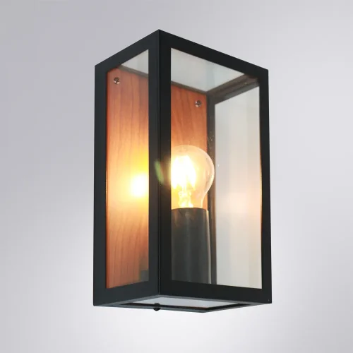 Настенный светильник Belfast A4569AL-1BR Arte Lamp уличный IP44 чёрный коричневый 1 лампа, плафон прозрачный в стиле классический E27 фото 3