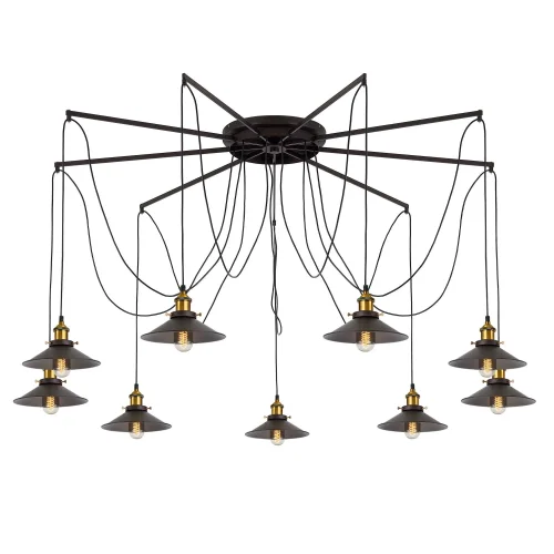 Светильник подвесной лофт Эдисон Spider CL451291 Citilux без плафона 9 ламп, основание латунь в стиле лофт spider паук фото 7