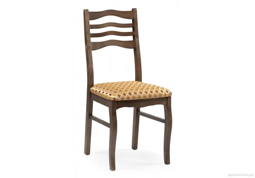 Деревянный стул Амадиу темно-коричневый 577888 Woodville, бежевый/ткань, ножки/массив березы дерево/коричневый, размеры - ****420*490