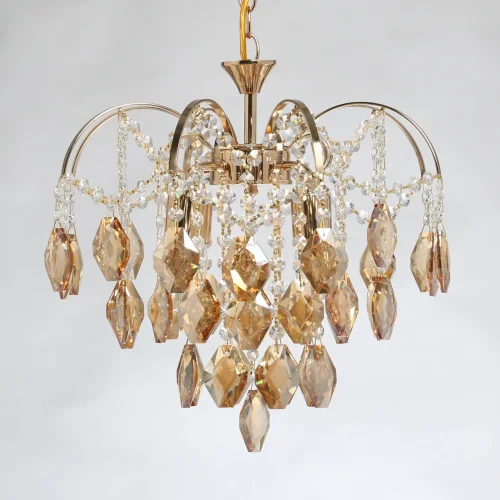 Люстра подвесная Бриз 111014504 DeMarkt прозрачная янтарная на 4 лампы, основание золотое в стиле классический  фото 5