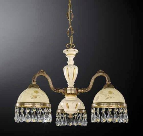 Люстра подвесная  L 6906/3 Reccagni Angelo жёлтая на 3 лампы, основание золотое в стиле кантри классика 