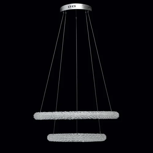 Люстра подвесная LED с пультом Гослар 498014202 Chiaro белая прозрачная на 1 лампа, основание хром в стиле современный кольца фото 3