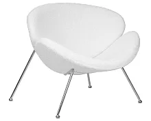 Кресло дизайнерское 72-LMO EMILY, цвет сиденья букле белый, цвет основания хромированная сталь Dobrin, белый/ткань, ножки/металл/хром, размеры - ****810*780
