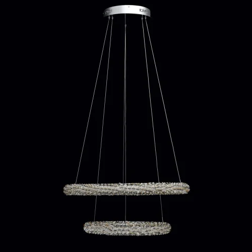 Люстра подвесная LED с пультом Гослар 498014302 Chiaro прозрачная янтарная на 1 лампа, основание хром в стиле современный с пультом кольца фото 4