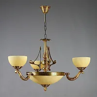Люстра подвесная  TENERIFE 02166/3 AB AMBIENTE by BRIZZI бежевая на 6 ламп, основание бронзовое в стиле классический 