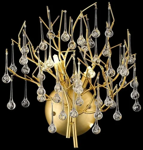 Бра Dionisia WE189.02.401 Wertmark прозрачный на 2 лампы, основание матовое золото в стиле арт-деко 