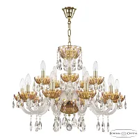 Люстра подвесная 5417/10+5/240 G Shampan/M-1H Bohemia Ivele Crystal без плафона на 15 ламп, основание золотое прозрачное в стиле классический sp