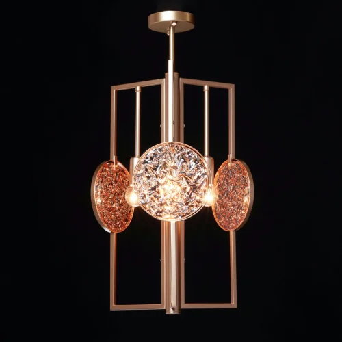 Люстра на штанге Илоника 451012503 MW-Light золотая янтарная на 3 лампы, основание золотое в стиле современный арт-деко  фото 2