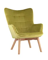 Кресло Манго, вельвет, оливковый УТ000001764 Stool Group, зелёный/велюр, ножки/дерево/коричневый, размеры - ****710*780мм