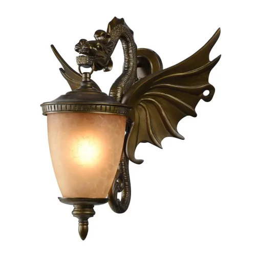 Настенный светильник Dragon 1717-1W Favourite уличный IP44 коричневый 1 лампа, плафон янтарный в стиле кантри классический E27