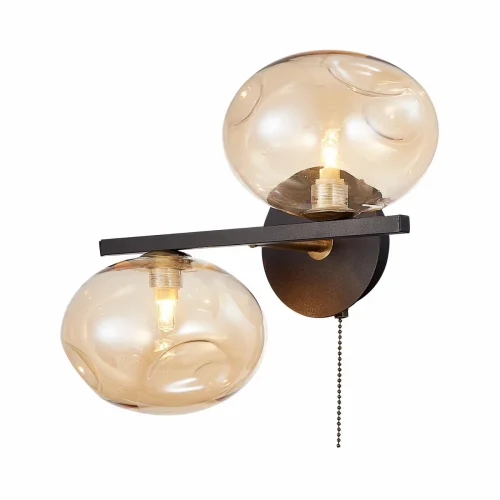 Бра с выключателем Девис CL201321 Citilux янтарный бежевый на 2 лампы, основание коричневое в стиле современный лофт 