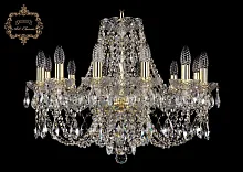 Люстра подвесная хрустальная 11.21.12.220.Gd.Sp Bohemia Art Classic прозрачная на 12 ламп, основание золотое в стиле классика 