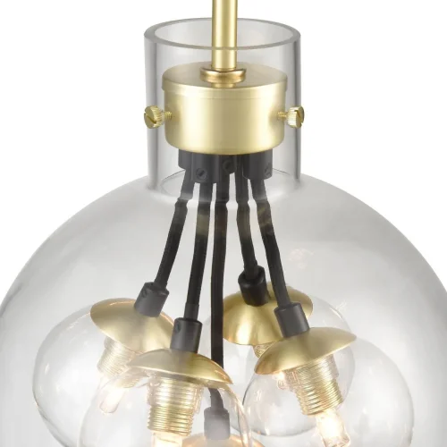Люстра подвесная Caramella VL5904P35 Vele Luce прозрачная на 5 ламп, основание латунь в стиле современный шар фото 2