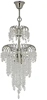 Люстра подвесная хрустальная Sardinia E 1.5.30.105 N Arti Lampadari прозрачная на 4 лампы, основание никель в стиле арт-деко каскад