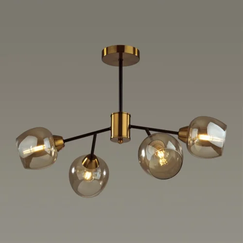 Люстра потолочная Odell 5649/4C Lumion янтарная на 4 лампы, основание бронзовое в стиле современный  фото 3