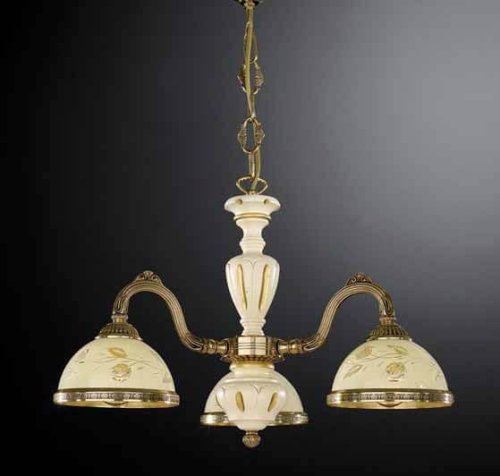 Люстра подвесная  L 6908/3 Reccagni Angelo жёлтая на 3 лампы, основание золотое в стиле кантри классический 