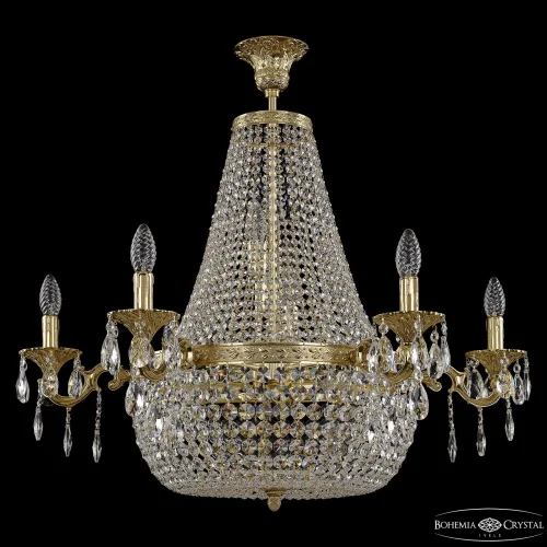 Люстра потолочная 2211H201/6/80IV G Bohemia Ivele Crystal без плафона на 12 ламп, основание золотое прозрачное в стиле классический sp