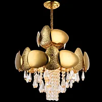 Люстра подвесная VALENCIA 91009/6C GOLD Natali Kovaltseva золотая прозрачная на 6 ламп, основание золотое в стиле арт-деко современный 
