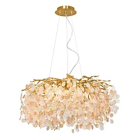 Люстра подвесная Mesa LSP-8850 Lussole белая на 13 ламп, основание золотое в стиле современный флористика ветви