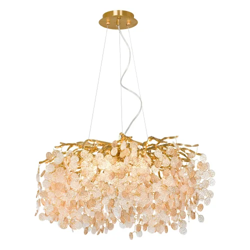 Люстра подвесная Mesa LSP-8850 Lussole белая на 13 ламп, основание золотое в стиле современный флористика ветви