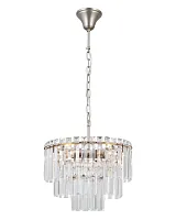 Люстра подвесная Кристал (Crystal) V10736-4P Moderli прозрачная на 4 лампы, основание матовое хром в стиле классический современный Люстра подвесная Кристал (Crystal) V10736-4P Moderli прозрачная на 4 лампы, основание матовое хром в стиле классический современный