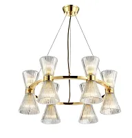 Люстра подвесная Elinor APL.801.03.12 Aployt прозрачная на 12 ламп, основание золотое в стиле современный Люстра подвесная Elinor APL.801.03.12 Aployt прозрачная на 12 ламп, основание золотое в стиле современный