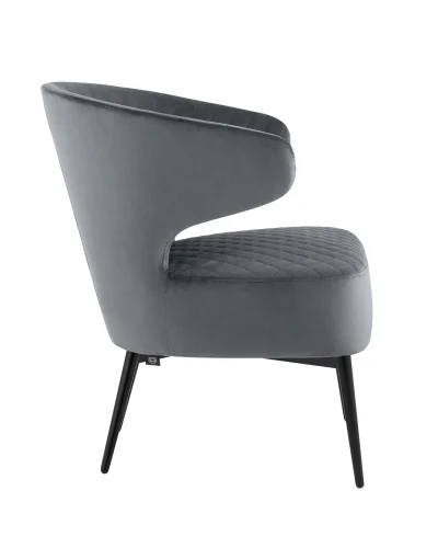 Кресло лаунж Royal велюр тёмно-серый УТ000035298 Stool Group, серый/велюр, ножки/металл/чёрный, размеры - ****670*610мм фото 4