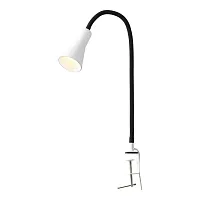 Настольная лампа на струбцине Escambia LSP-0717 Lussole белая 1 лампа, основание чёрное металл в стиле современный 