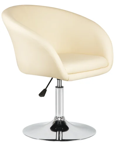 Кресло дизайнерское 8600-LM,  цвет сиденья кремовый, цвет основания хром Dobrin, кремовый/экокожа, ножки/металл/хром, размеры - 750*900***600*570 фото 2