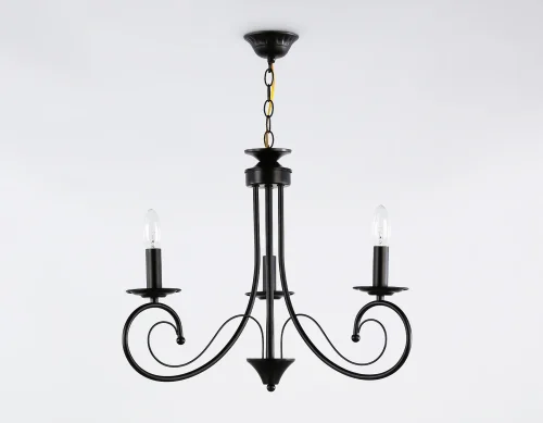 Люстра подвесная TR9606 Ambrella light без плафона на 3 лампы, основание чёрное в стиле кантри прованс  фото 4