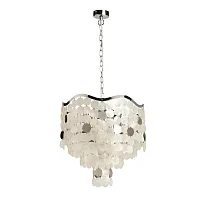 Люстра подвесная Эмилия 607015106 DeMarkt белая на 6 ламп, основание хром в стиле современный Люстра подвесная Эмилия 607015106 DeMarkt белая на 6 ламп, основание хром в стиле современный