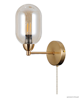 Бра с выключателем Gracy V10845-1W Moderli янтарный 1 лампа, основание золотое в стиле лофт модерн 