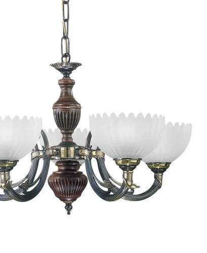 Люстра подвесная  L 3610/5 Reccagni Angelo белая на 5 ламп, основание бронзовое коричневое в стиле кантри классический  фото 2