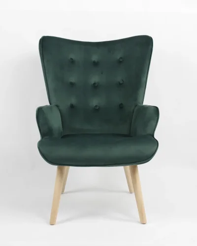 Кресло Хью велюр темно-зеленый УТ000037080 Stool Group, зелёный/велюр, ножки/дерево/коричневый бежевый, размеры - *960***680*750мм фото 3