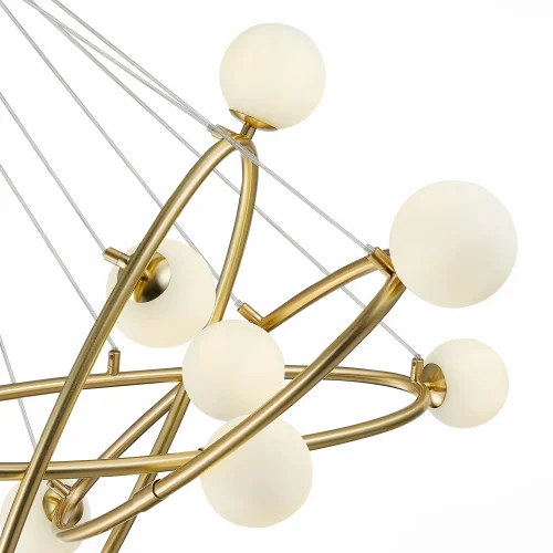 Люстра подвесная Rialto SL1508.203.09 ST-Luce белая на 9 ламп, основание золотое в стиле современный кольца молекула шар фото 3
