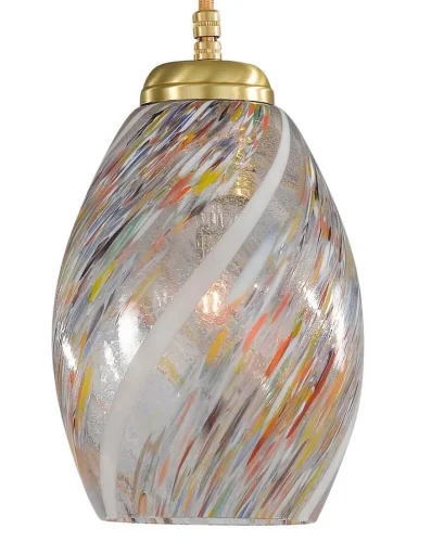 Светильник подвесной L 10034/1 Reccagni Angelo прозрачный разноцветный 1 лампа, основание матовое золото в стиле классический современный выдувное фото 2