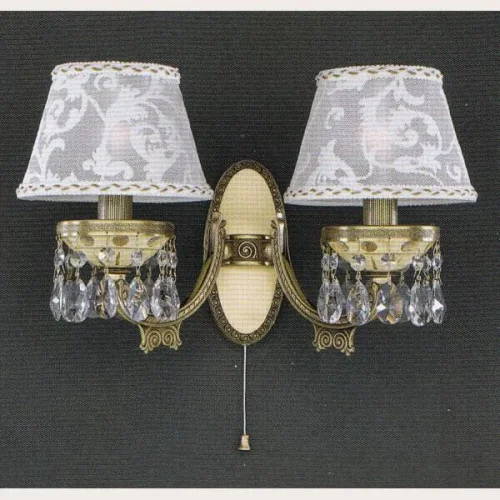 Бра с выключателем A 7033/2  Reccagni Angelo белый на 2 лампы, основание античное бронза в стиле классический 