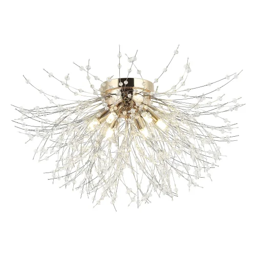 Люстра потолочная Davie LSP-8782 Lussole прозрачная на 6 ламп, основание золотое в стиле флористика современный ветви